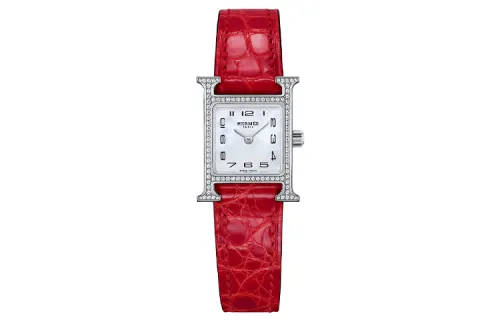 HERMES Heure H Collection Wrist Watches Quartz Movement Stainless Steel Strap 17.2mm White Dial Women's Watch