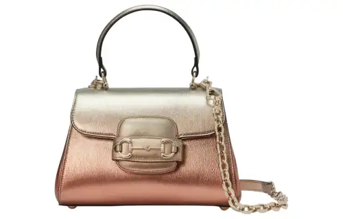 GUCCI Horsebit 1955 Lurex Leather Shoulder Bag, Crossbody Bag, Handbag Mini Women's Copper