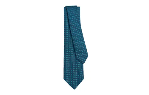 HERMES Two Tone H Ties Men's Blue