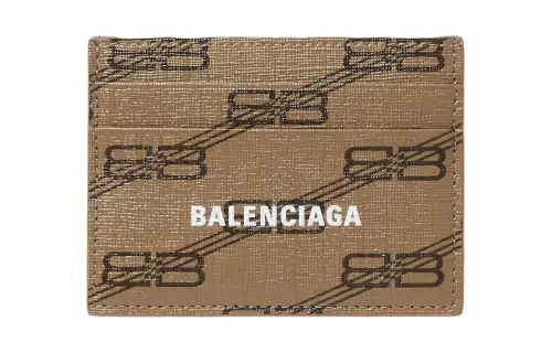 Balenciaga Coated Canvas Card Holder Men's Beige