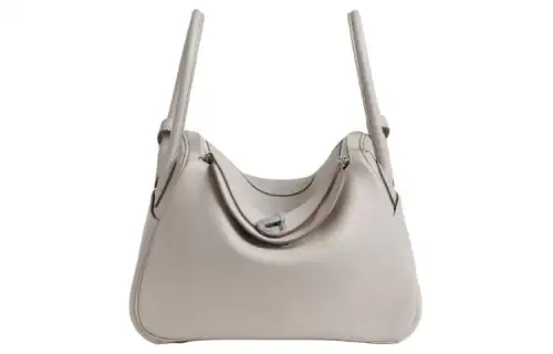 HERMES Lindy Evercolor Calfskin Handbag 26 Women's 8L Beton Glacier White/Concrete Gray