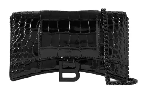Balenciaga Hourglass Leather Shoulder Bag, Crossbody Bag Women's Black