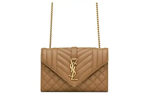SAINT LAURENT Sheepskin Envelope Bag, Crossbody Bag, Shoulder Bag Small Women's Dark Cork
