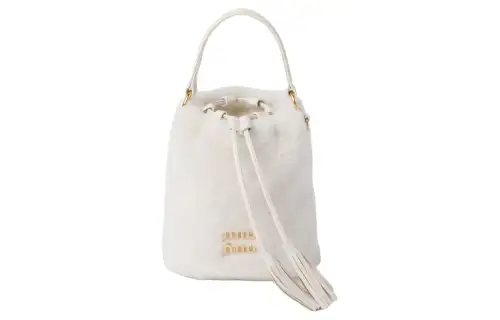 MIU MIU Leather Bucket Bag, Shoulder Bag, Crossbody Bag, Handbag Women's White