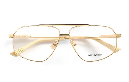 Bottega Veneta Acetate Metal Aviator Eyeglass Frames Women's Gold