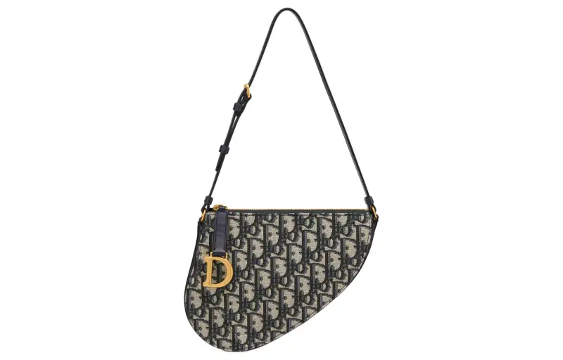 DIOR Saddle Jacquard Fabric Saddle Bag Handbag, Shoulder Bag Women's Blue