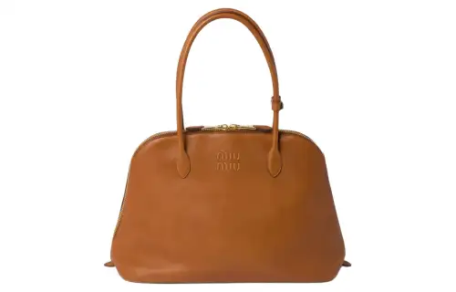 MIU MIU Leather One Shoulder Handbag Women's Cognac Brandy
