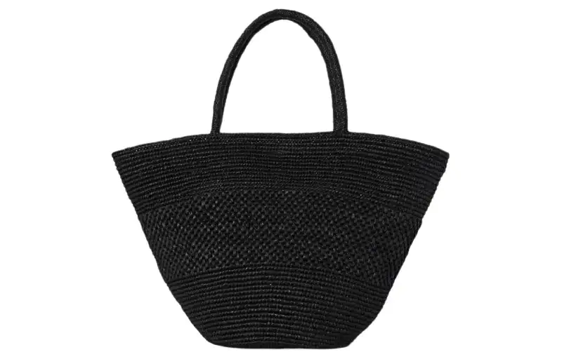 THE ROW Raffia Fiber Basket Handbag Women's Black