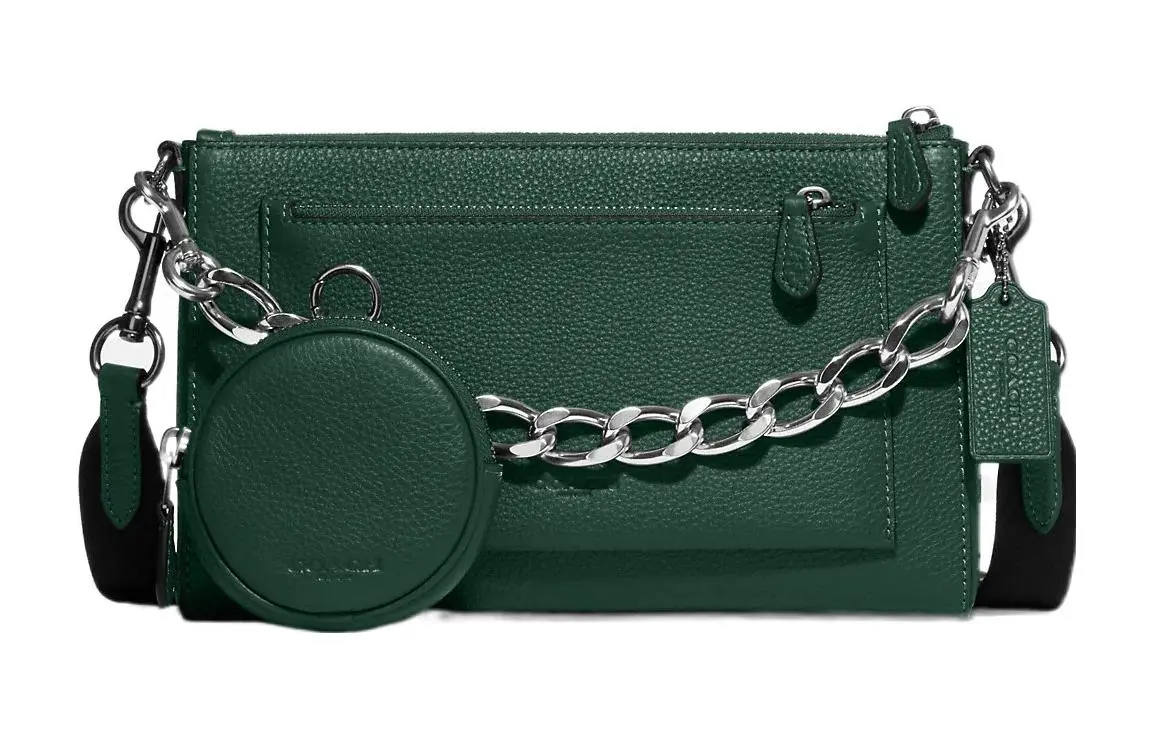 COACH Holden Pebble Texture Cow Leather Combo Bag, Shoulder Bag, Crossbody Bag Medium Women's Dark Green