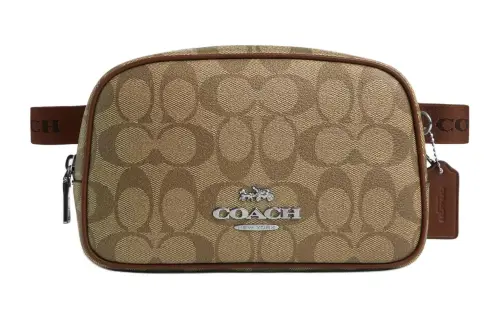 COACH Signature Coated Canvas With Refined Calfskin One Shoulder Crossbody Fanny Pack Small Women's