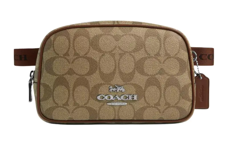 COACH Signature Coated Canvas With Refined Calfskin One Shoulder Crossbody Fanny Pack Small Women's