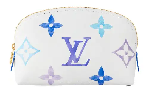 LOUIS VUITTON Canvas Handheld Makeup Bag Small Women's White/Blue