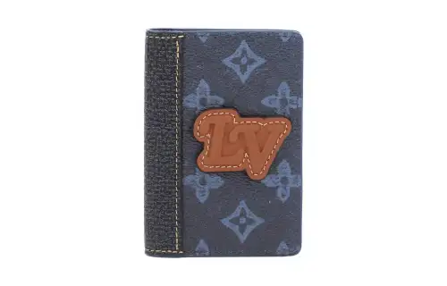 LOUIS VUITTON Cow Leather Card Holder, Wallet Men's Blue