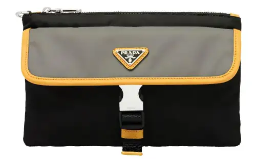 PRADA Nylon Clutch Men's Black/Yellow