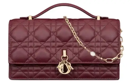 DIOR Cannage Lambskin Shoulder Bag, Crossbody Bag, Handbag Mini Women's Burgundy
