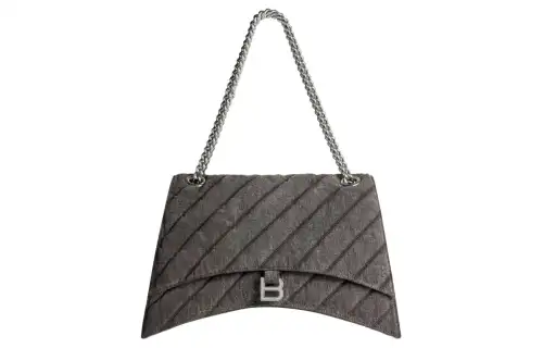 Balenciaga Crush Denim Handbag, Shoulder Bag Women's Black