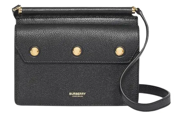 Burberry Title Cow Leather Messenger Bag, Shoulder Bag, Crossbody Bag Mini Women's Black