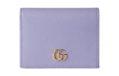 GUCCI GG Marmont Leather Wallet, Card Holder Women's Light Purple