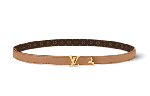 LOUIS VUITTON Letter Logo Smooth Buckle Leather Belts Women's Brown Width 2cm