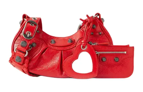 Balenciaga Le Cagole Lambskin Shoulder Bag, Crossbody Bag Extra Small Women's Red