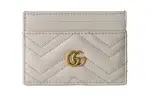 GUCCI GG Marmont Leather Card Holder Women's Light Beige