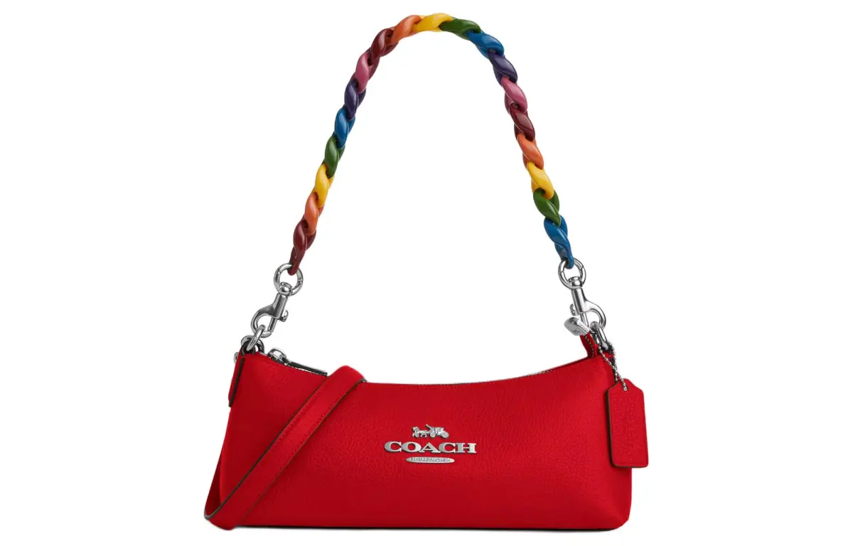 COACH Charlotte Refined Pebbled Leather Baguette Bag Handbag, Shoulder Bag Medium Women's