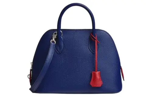 HERMES Bolide Epsom Calfskin Bowling Bag, Shoulder Bag, Crossbody Bag, Handbag Women's Dark Blue & Red
