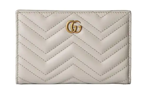 GUCCI GG Marmont Leather Wallet Women's Light Beige