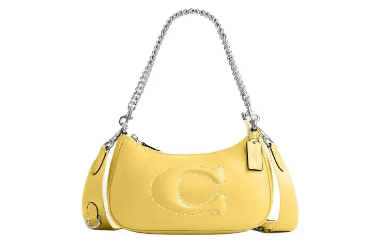 COACH Teri Leather Shoulder Bag, Handbag, Shoulder Bag Medium Women's Vintage Yellow