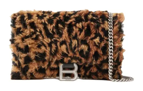 Balenciaga Faux Fur Shoulder Bag, Crossbody Bag Women's Leopard Print