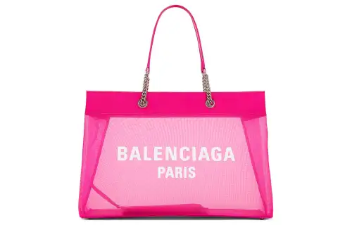 Balenciaga DUTY FREE Knitted Fabric Mesh Tote Bag, Shopping Bag, Shoulder Bag, Handbag Large Women's Fuchsia