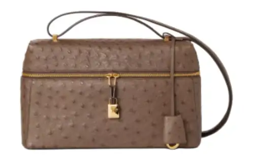 Loro Piana ExtraPocket Ostrich Leather Handbag, Shoulder Bag, Crossbody Bag Women's Brown