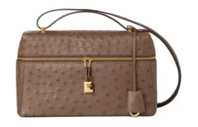 Loro Piana ExtraPocket Ostrich Leather Handbag, Shoulder Bag, Crossbody Bag Women's Brown