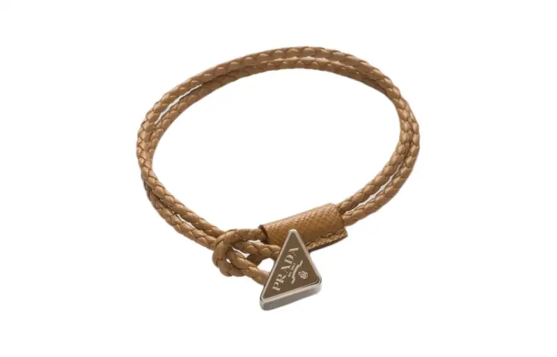 PRADA Leather, Enamel, Metal Bracelets Men's Brown