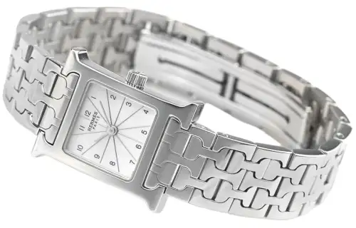 HERMES Wrist Watches Quartz Movement Stainless Steel Strap White Dial Women's Watch