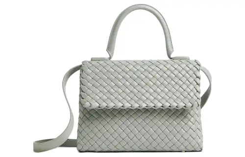 Bottega Veneta Patti Lambskin Shoulder Bag, Crossbody Bag, Handbag Small Women's Agate Gray