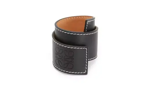 LOEWE Cow Leather Wristbands Unisex Black