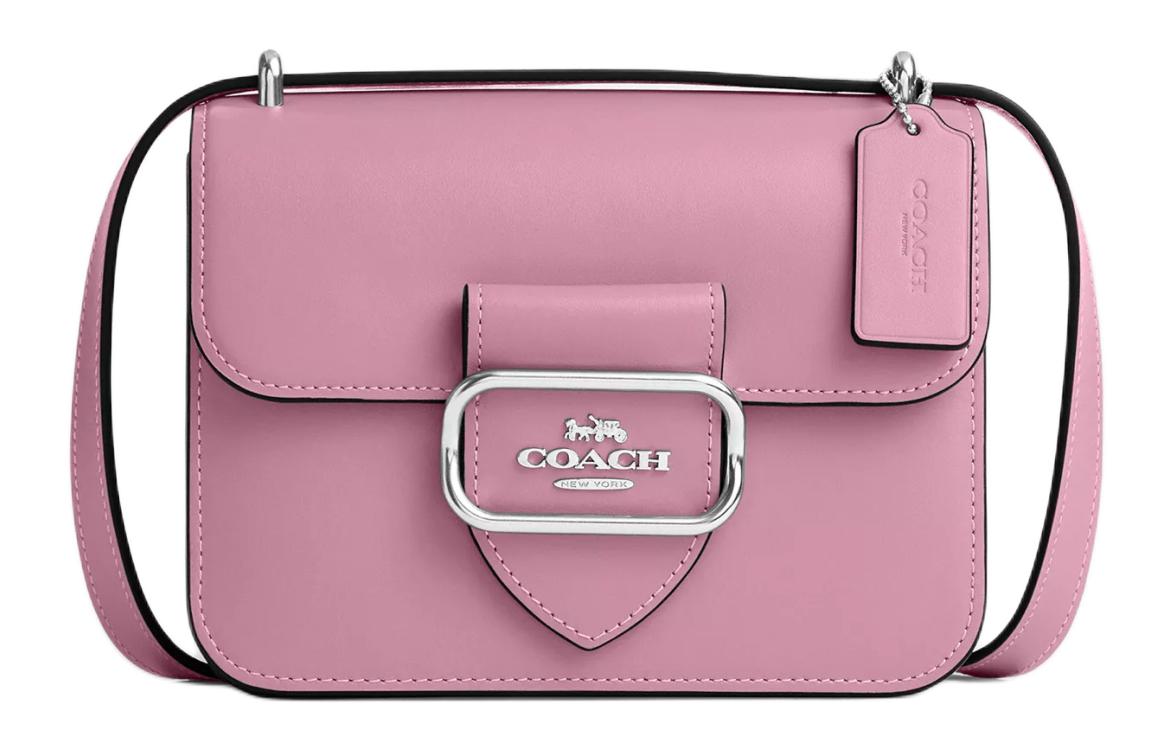 COACH Morgan Refined Calfskin Small Square Bag, Shoulder Bag, Crossbody Bag Small Women's Silver & Tulip