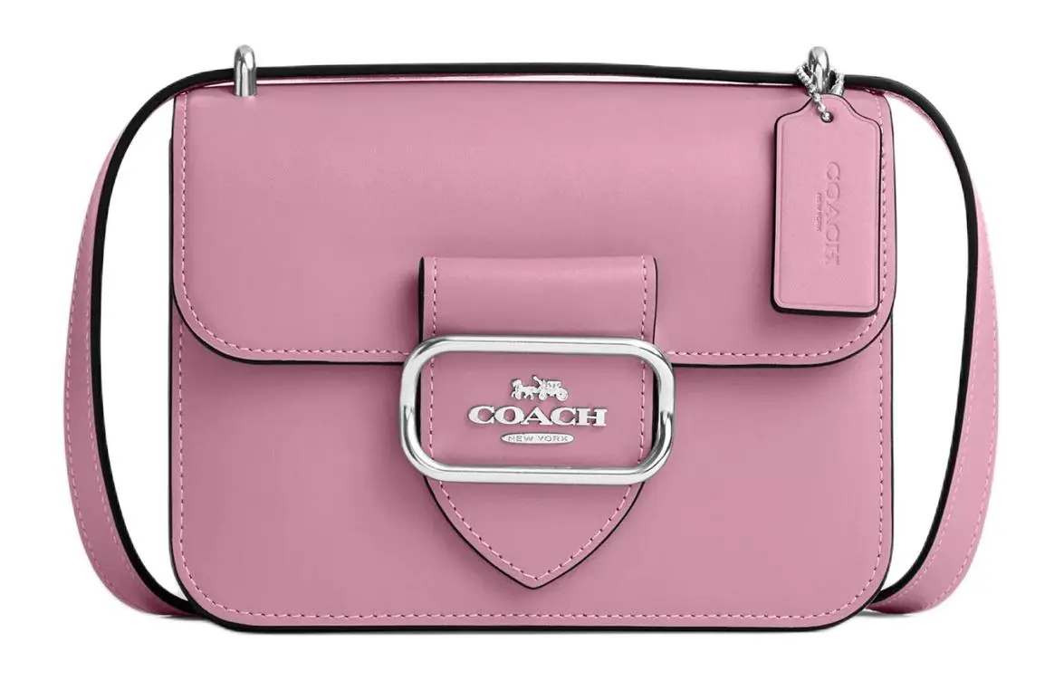 COACH Morgan Refined Calfskin Small Square Bag, Shoulder Bag, Crossbody Bag Small Women's Silver & Tulip