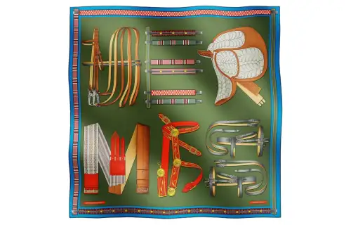 HERMES Equestrian Collection Scarves Unisex Green