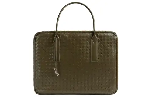 Bottega Veneta Calfskin Handbag Travel Bag Large Men's Mustard Green