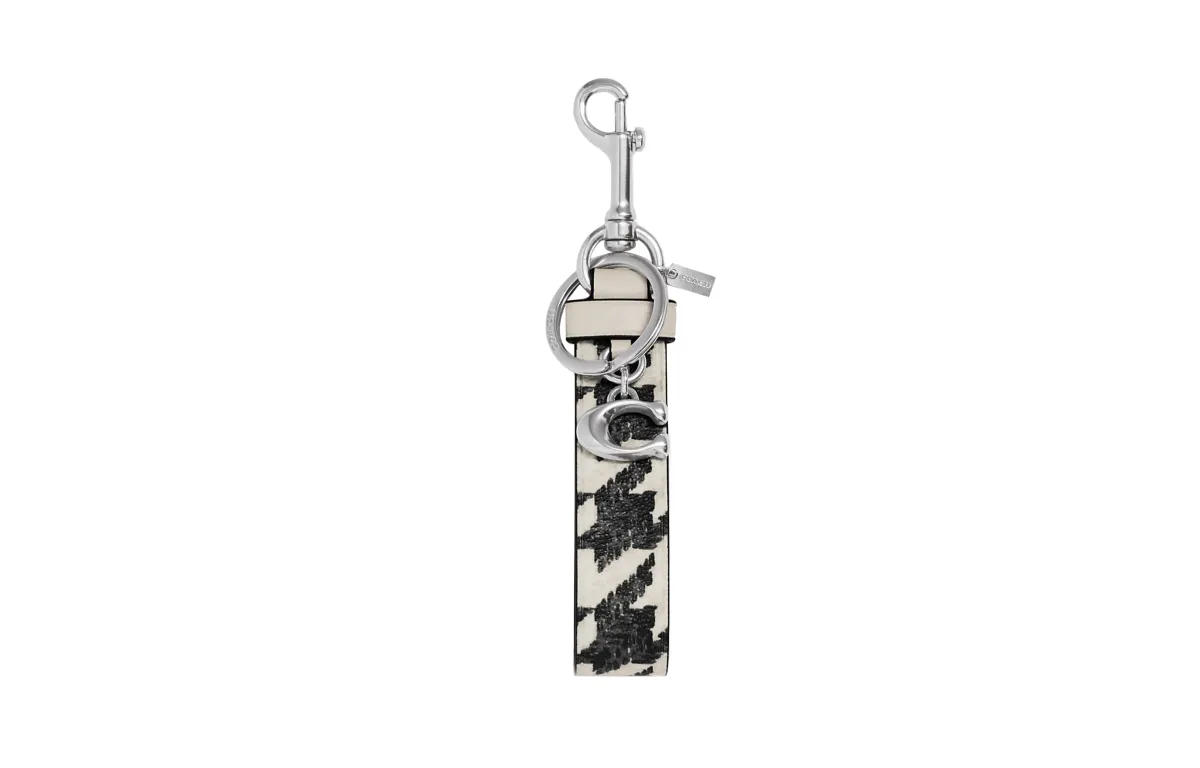 COACH Canvas With Leather Bag Charm Bag Merch Women's Black White