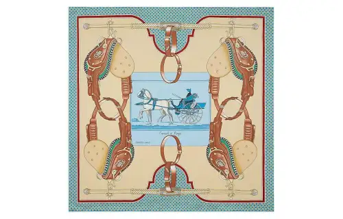 HERMES Carrick A Pompe Scarves Women's Blue