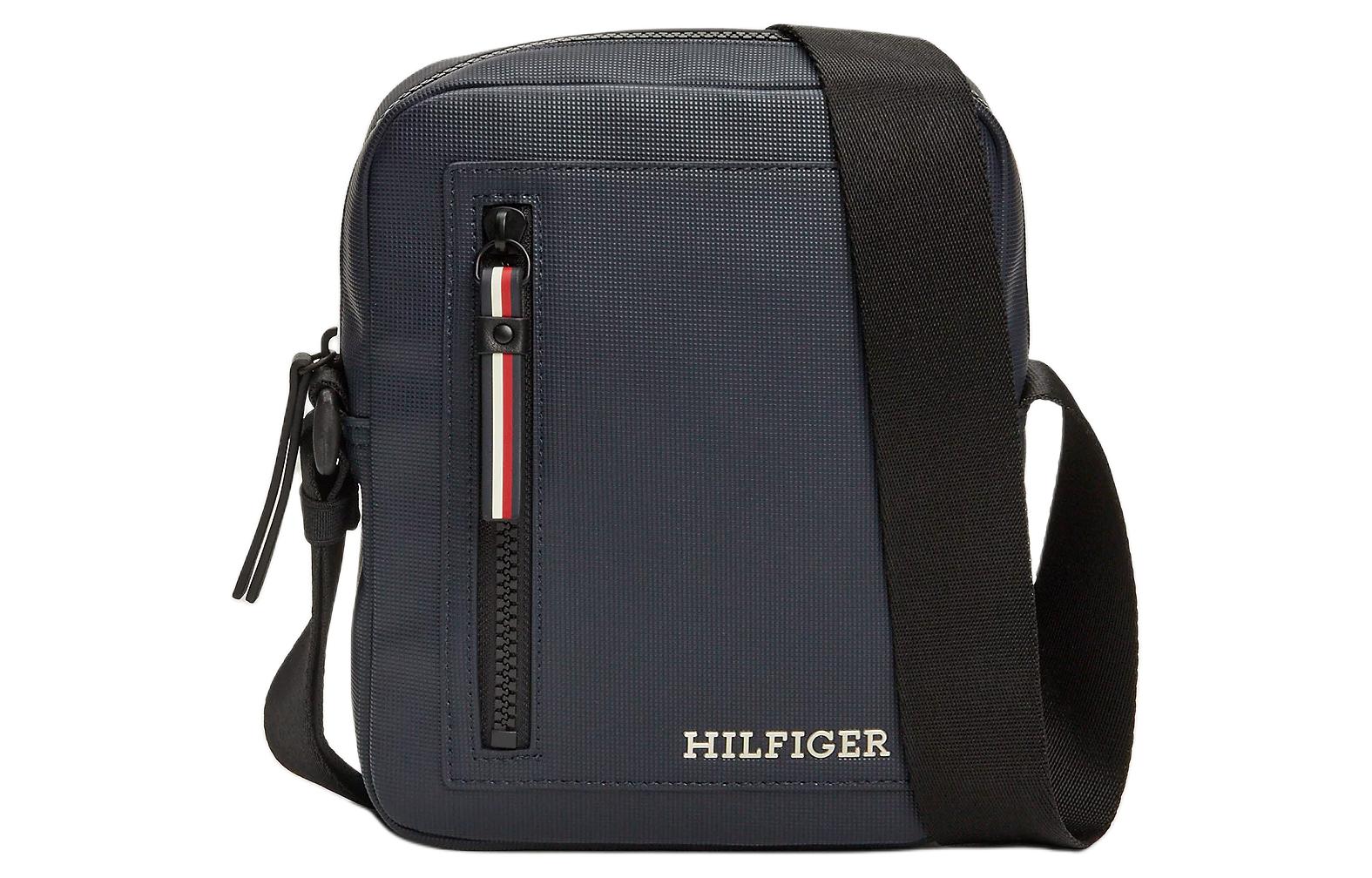 Tommy Hilfiger Polyurethane Journalist Bag, Shoulder Bag, Crossbody Bag Small Men's Dark Blue