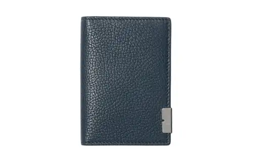 Burberry Grain Calfskin Card Holder Men's Lake Blue
