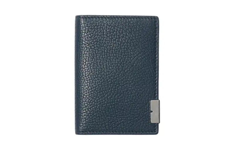 Burberry Grain Calfskin Card Holder Men's Lake Blue