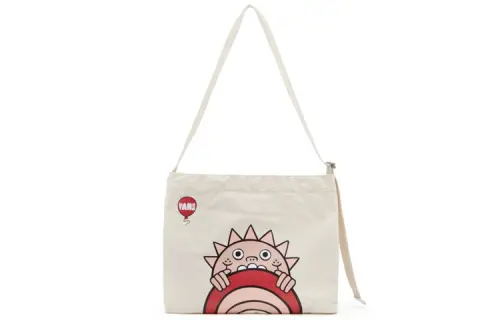 Vans Red Eye Collaboration Cotton Shoulder Bag, Crossbody Bag Regular Unisex White