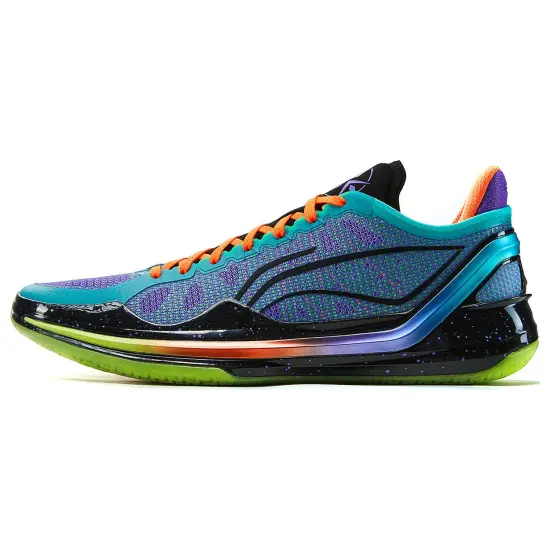 LiNing Blade 4V2 Cushioned Slip Resistant Lightweight Rebound Low Top Basketball Shoes Men's Purple Green