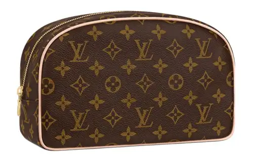 LOUIS VUITTON Pattern Leather Toiletry Bag Men's Brown