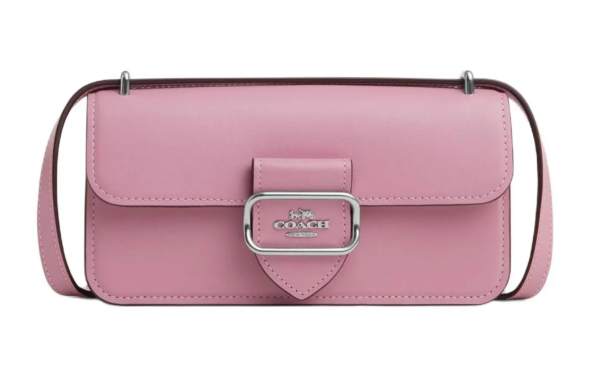 COACH Morgan Cow Leather Crossbody Bag, Shoulder Bag Small Women's Silver & Tulip
